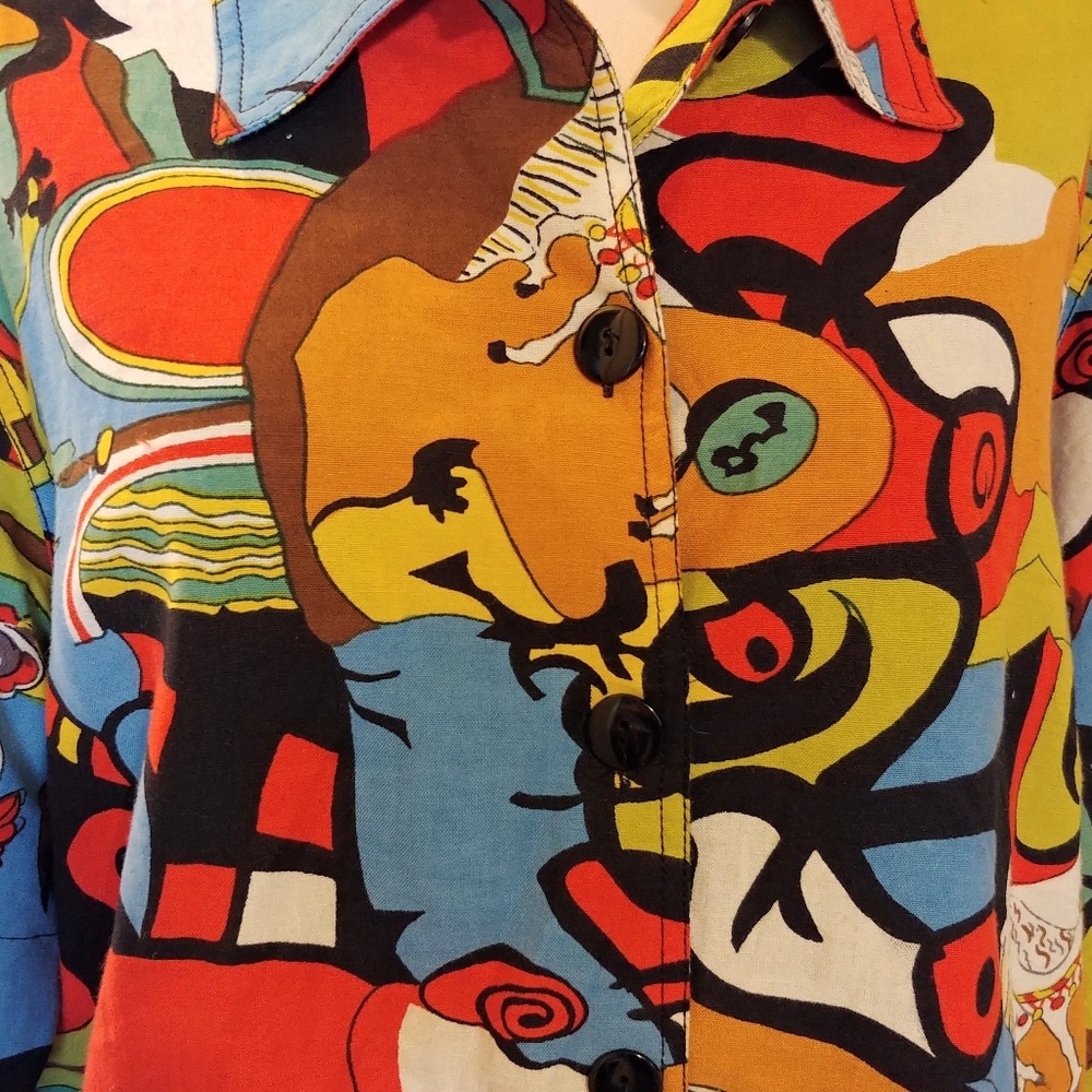 Multi-colored Pop Art Light Jacket Button Down - image 4